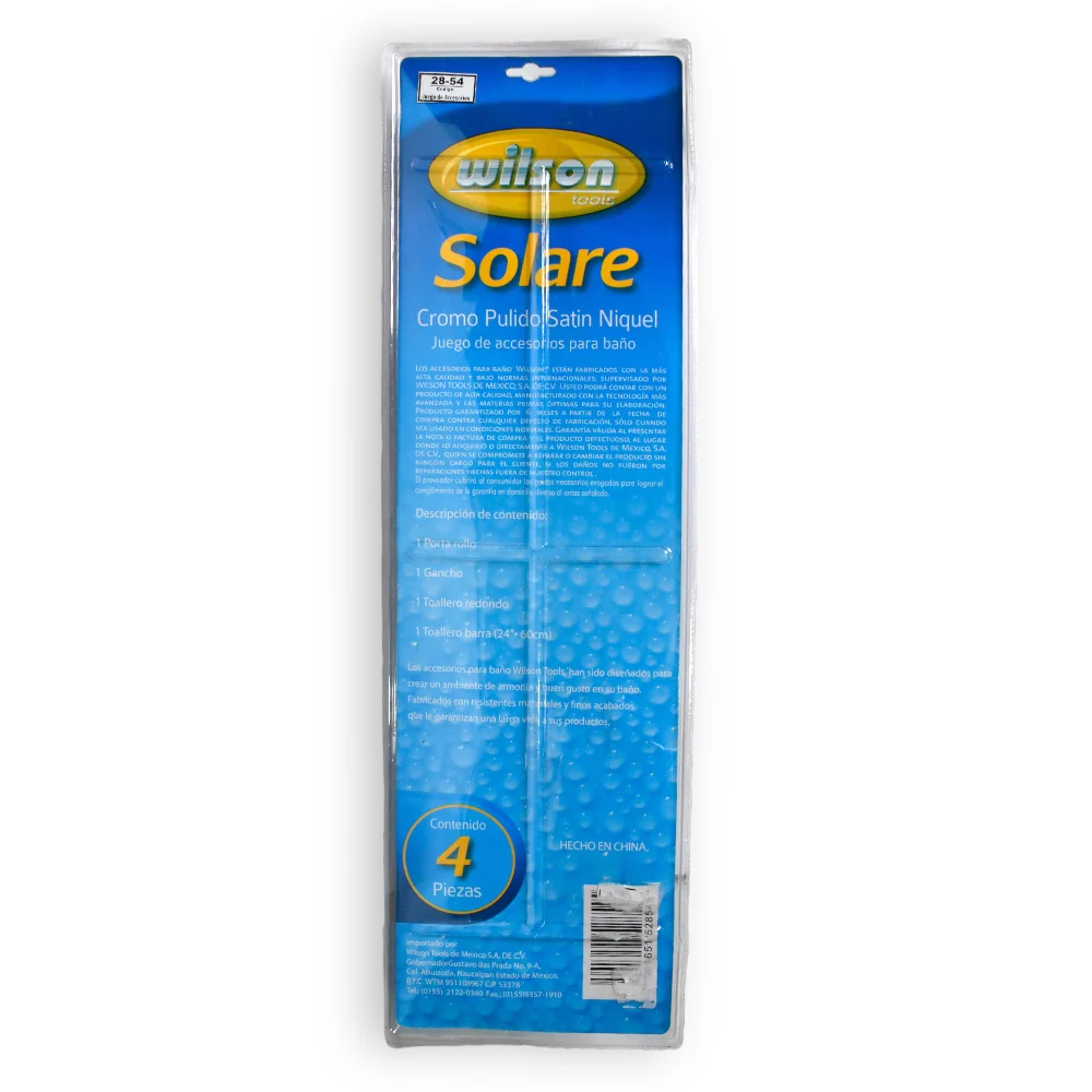 Accesorios para Baño | Wilson | 28-54 |  Cromado/Satinado | 4 pzas | Mod. Solare - Image 2