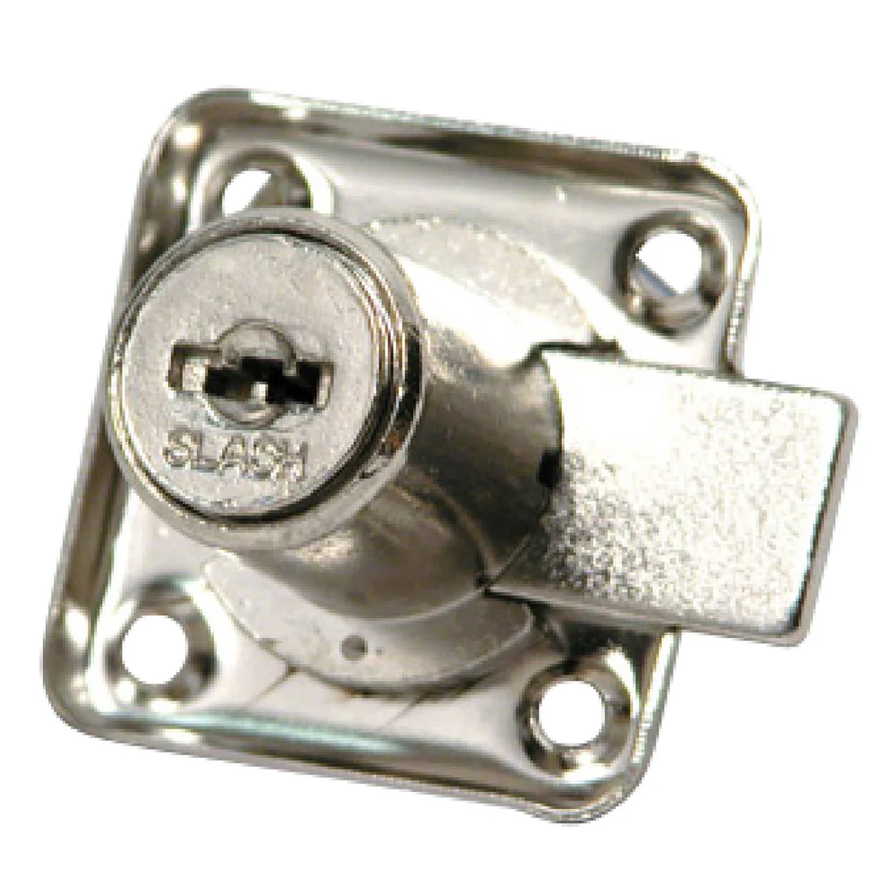 Cerradura para Mueble Slash Lock 01-100 | Niquelado y Latonado | Cuadrada Niquelada