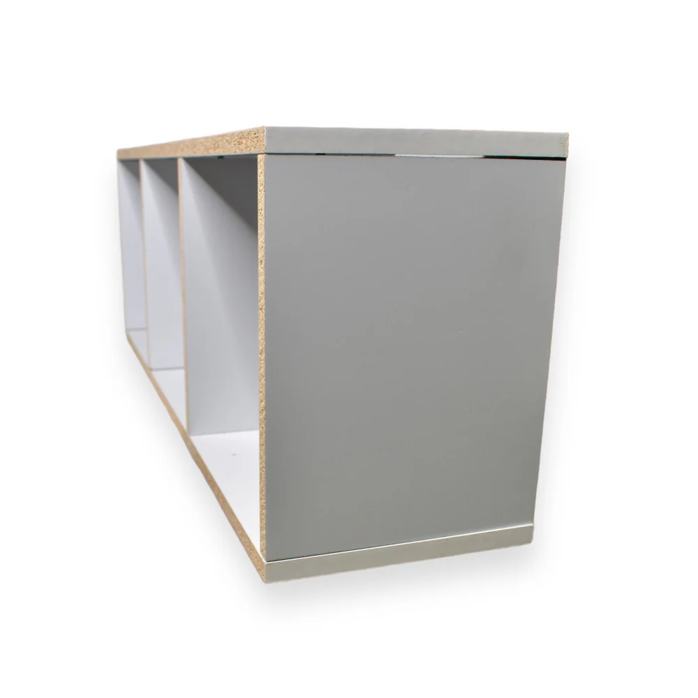 Cubo Triple, color blanco y tabaco 1.5x80x28x20cm - Blanco - Image 2
