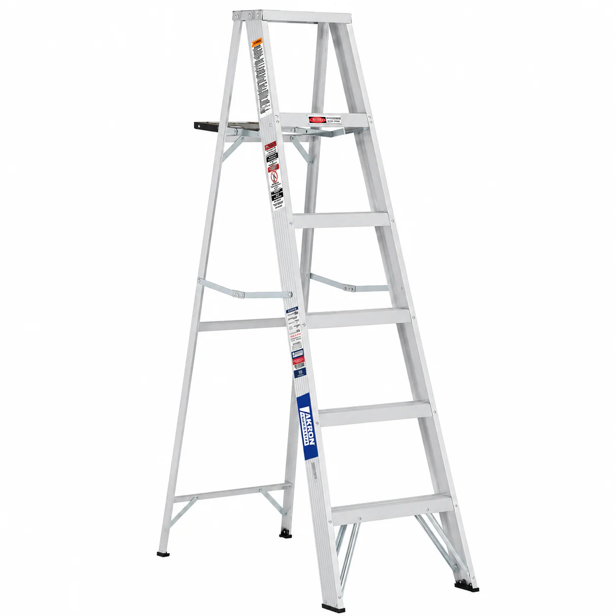 Escalera De Tijera Akron 79-23 | De Aluminio | 1.83m | 5 Escalones | Uso Profesional | Tipo ll | Con Porta Cubeta Plástica
