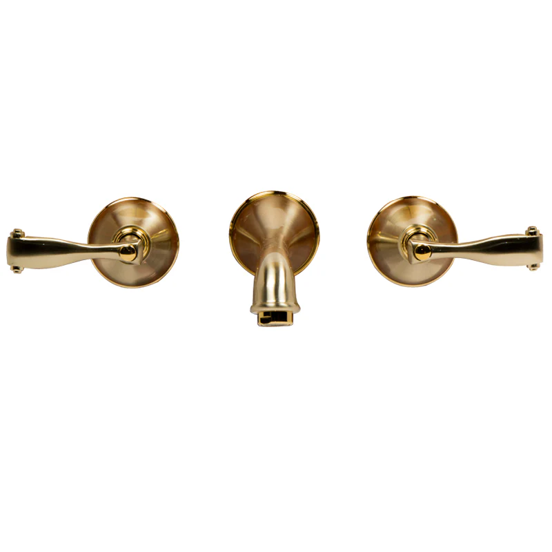 Mezcladora para Lavabo Montaje de Piso/Pared 8” Mod. Da Vinci - Satín y Oro de Pared - Image 2